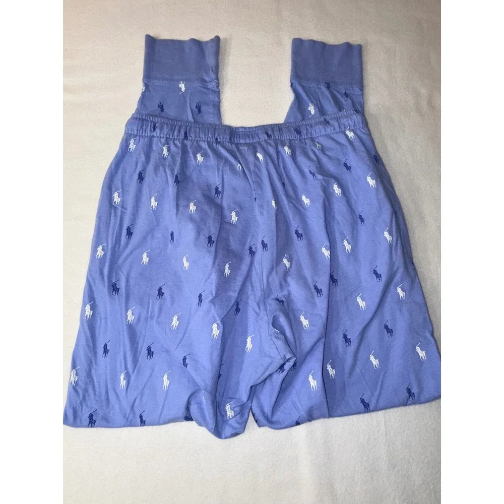2  Polo Ralph Lauren Pajama Pants Mens Medium Navy Blue & Light Blue Joggers